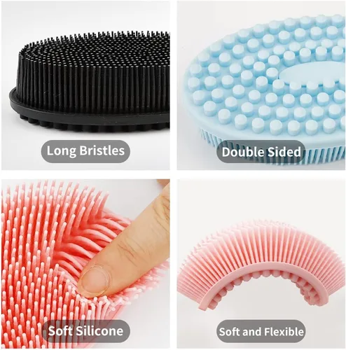 Miniatura 2 de Paquete de 3 unidades de esponja de silicona suave, exfoliante corporal de silicona suave, cepillo corporal de silicona para baño y ducha