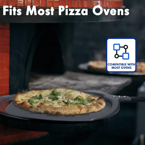 Miniatura 7 de Paleta de pizza profesional de aluminio, perforada de 12 pulgadas, grado de restaurante, mango largo, antiadherente, cáscara de pizza de metal