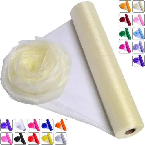 Miniatura 21 de Tela de Organza de Cristal Tul - 16" por 50 Yardas Tela Transparente para Decoración de Fiestas de Boda Despedida de Soltera Tutú Rollo de Malla