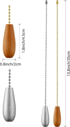 Miniatura 3 de Extensor de cadenas para ventilador de techo, 8 piezas, extensión de cadena colgante de madera para ventilador de lámpara de techo