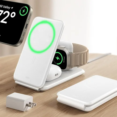 Miniatura 9 de ESR Estación de Carga 3 en 1 para Apple, Cargador Certificado para Apple Watch, Soporte de Cargador MagSafe de 15W para iPhone, Cargador de Viaje