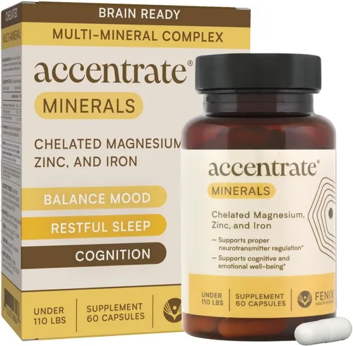 Accentrate Minerales – Suplemento de magnesio para niños – Hierro quelado de magnesio y zinc (Mg Zn Fe) – Suplemento mineral de bienestar mental