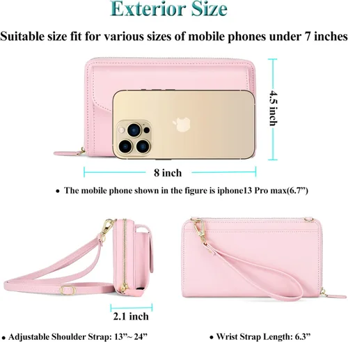 Miniatura 4 de Peacocktion Cartera para mujer con RFID, cartera cruzada de gran capacidad, 2 correas