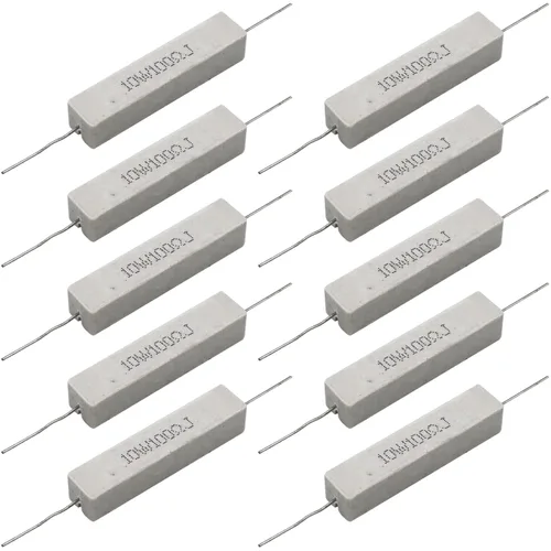 Miniatura 18 de 10 resistencias de cable de plomo axial de 10 W, 0.5 ohmios y 5 % – Resistencias de potencia de cemento cerámico fijas de heridas blancas