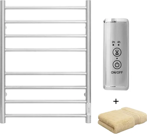 Miniatura 22 de KEG Calentador de toallas montado en la pared con temporizador incorporado 4 barras de acero inoxidable eléctrico calentado toallero para baño
