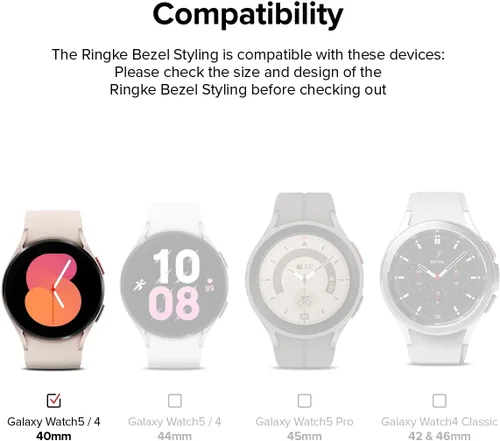 Miniatura 2 de Ringke Bisel Styling Compatible con Samsung Galaxy Watch 5 1.575 in y Galaxy Watch 4 (1.575 in) Marco Adhesivo Anillo Cubierta Anti arañazos