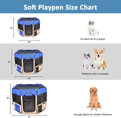Miniatura 5 de JESPET - Parque de juegos para perros de 36 pulgadas, 45 pulgadas y 61 pulgadas portátil para perros con bolsa de transporte para cachorros, gatos