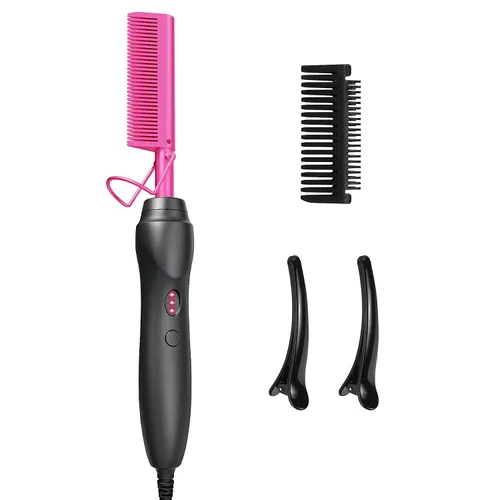 Miniatura 8 de Peines de presión para alisar el cabello, peine eléctrico de cerámica, rizador para cabello negro natural, pelucas de barba, regalo de vacaciones