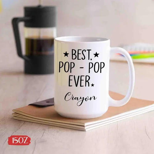 Miniatura 5 de Taza personalizada con foto y nombre – Tazas de café de cerámica personalizadas Bet Pop Ever Regalos para el abuelo – Taza Pop Pop – Regalo