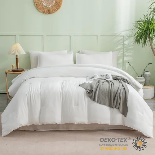 Miniatura 4 de Andency Juego de edredón blanco tamaño King, juego de edredón bohemio para cama tamaño King, juego de ropa de cama de 3 piezas ligero y esponjoso