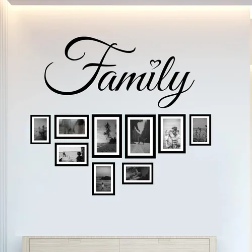 World of Wall Decal Calcomanía de pared familiar con frases, refranes, palabras familiares, decoración para sala de estar, calcomanías de vinilo con