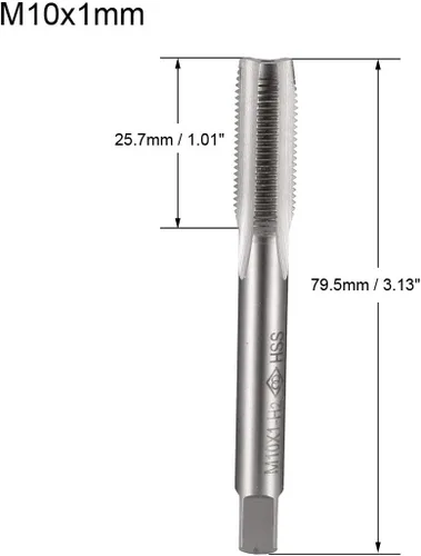 Miniatura 2 de uxcell Máquina métrica rosca rosca M10 x 1 H2 de acero de alta velocidad flautas rectas roscado roscado roscado reparación de maquinista herramienta