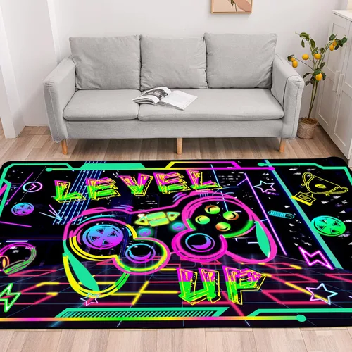 Miniatura 3 de Alfombras de área de juegos para niños, alfombras geniales para jugadores, adolescentes, alfombras grandes de videojuegos para dormitorio, consola