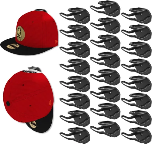 Niunuerga Paquete de 24 ganchos adhesivos para sombreros para pared, fuerte perchero para gorras de béisbol, organizador minimalista de sombreros