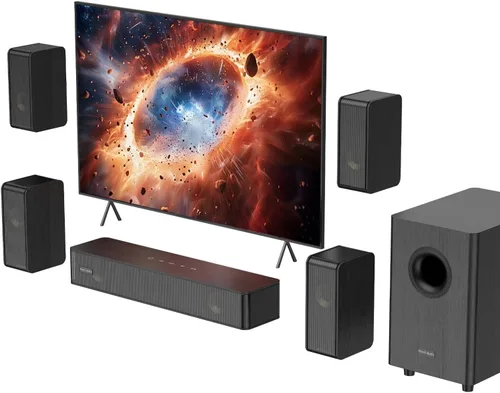 Sistema de sonido envolvente virtual 5.1.2 para habitaciones pequeñas, barras de sonido compactas para Smart TV, cine en casa con 4 altavoces con