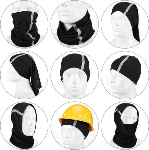 Miniatura 5 de SATINIOR 4 piezas de polaina reflectante para el cuello, bandana de seguridad de neón, protección contra el viento, el polvo, UV, bufanda