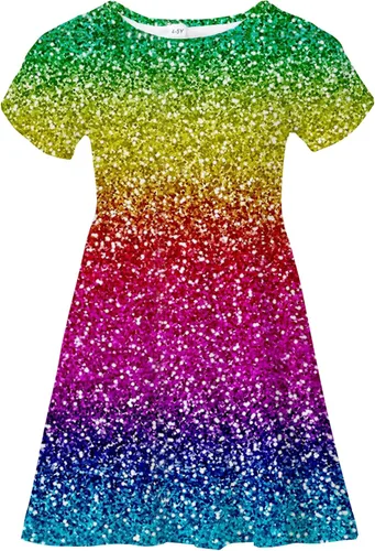 Miniatura 22 de Vestidos para niñas con estampado lindo, de manga corta, vestidos casuales de verano para niñas de 4 a 10 años