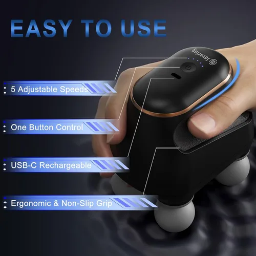 Miniatura 5 de Pistola de masaje de 4 cabezas de tejido profundo, mini pistola de masaje muscular de percusión para aliviar el dolor, masajeador muscular eléctrico