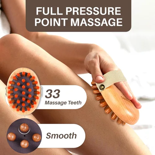 Miniatura 6 de Herramienta de masaje de terapia de madera para grasa abdominal, cepillo corporal de masaje de meridiano de madera para removedor de celulitis
