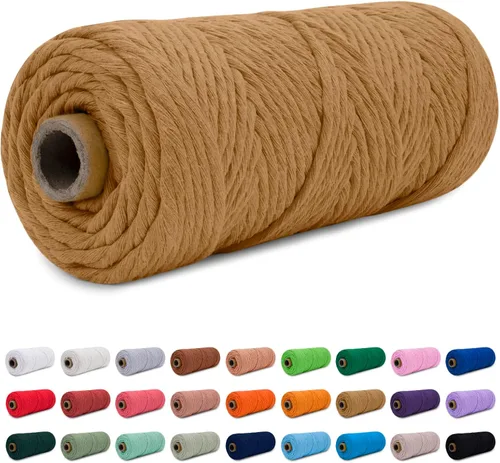 Miniatura 9 de CAMAL Cordón de macramé de 0.157 in x 109 yardas (328.1 ft), cuerda de algodón de color para tejer, manualidades, colgar en la pared, proyectos