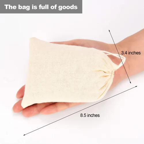 Miniatura 6 de Tatuo Paquete de 200 bolsas de muselina de arpillera con cordón, bolsas de lona multiusos de lino para té, joyas, boda, fiesta, recuerdos