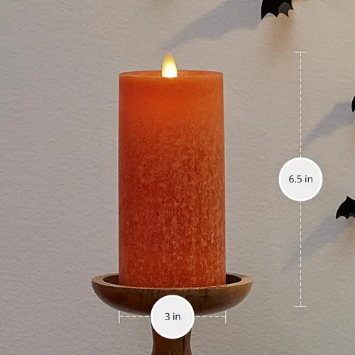Miniatura 5 de Luminara Vela sin llama de cristal marino, calabaza de cosecha de 3 x 6.5 pulgadas, pilar de llama LED móvil con temporizador, funciona
