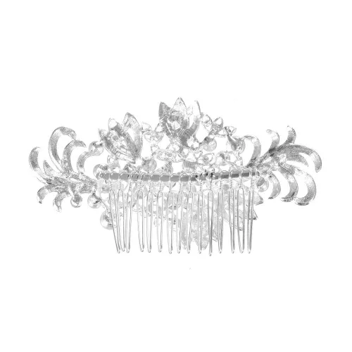 Miniatura 8 de inSowni Paquete de 32 peines laterales plateados para el cabello de boda, en forma de U y torsión, accesorios para novias, perlas de diamantes