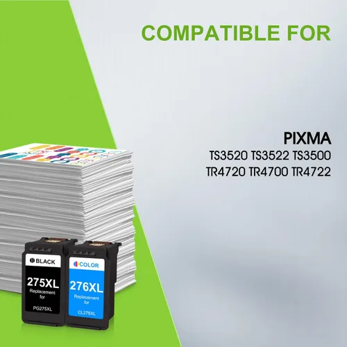 Miniatura 2 de 275 y 276 cartuchos de tinta de repuesto para impresoras Canon 275 y 276 XL PG-275XL CL-276XL para impresoras Canon PIXMA TS3520 TS3522 TS3500