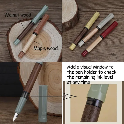 Miniatura 6 de Jinhao - Pluma estilográfica de madera 62, pluma de tinta extra fina con convertidor de tinta para la escuela y la oficina bolígrafos de escritura