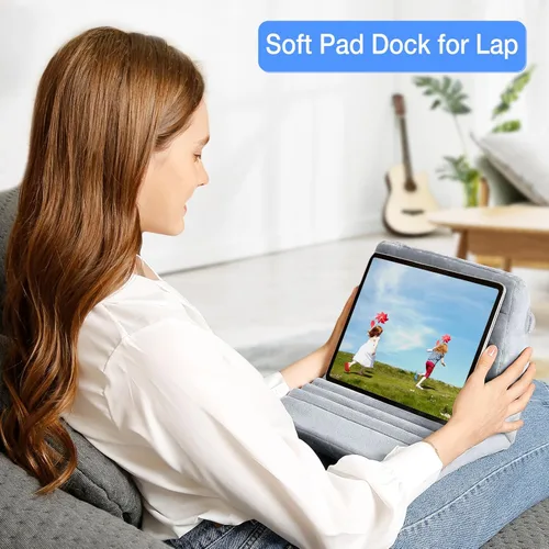 Miniatura 6 de MOSISO Soporte de almohada para tableta, soporte suave para tablet de regazo, base suave para tablet con bolsillos y ranura para lápiz capacitivo