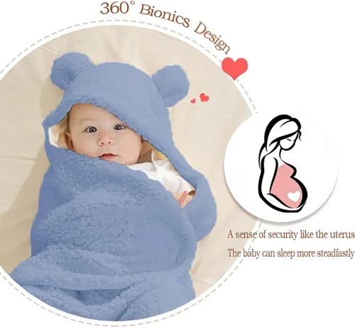 Miniatura 4 de Nunibum Manta Envolvente para Bebé Niños Niñas Lindo Oso de Felpa Manta Receptora Esencial Ultra-Suave Lista de Regalos para Recién Nacidos Azul