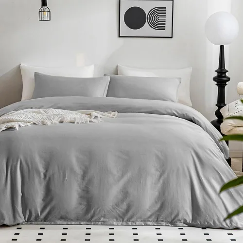 Miniatura 23 de JELLYMONI Funda de edredón tamaño individual, funda de edredón 100% algodón lavado con textura similar al lino, ropa de cama transpirable y suave
