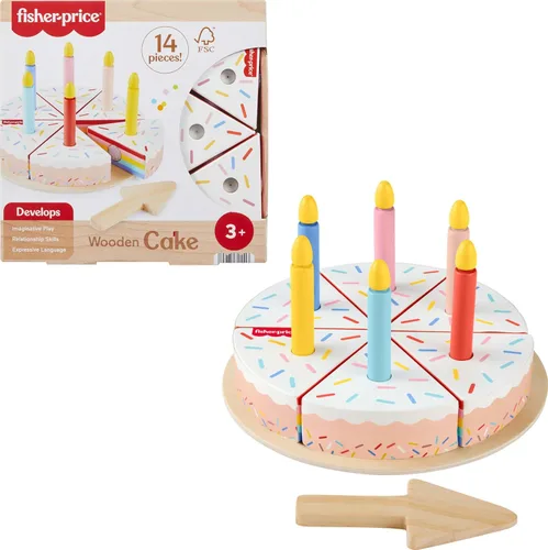 Miniatura 7 de Fisher-Price Juguete de Madera de Juego de Simulación Pastel de Frutas, Tiny Garden Conjunto de Rompecabezas de Comida de Madera de 16 Piezas