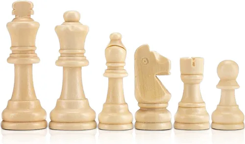 Miniatura 2 de AMEROUS Piezas de ajedrez de madera solamente, piezas de ajedrez de madera estilo Staunton con rey de 3.15 pulgadas, bolsa de almacenamiento, caja