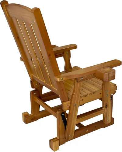 Miniatura 9 de Fortune Candy Planeador de madera para patio para una persona, con respaldo alto y asiento contorneado profundo, madera de abeto maciza, resistente