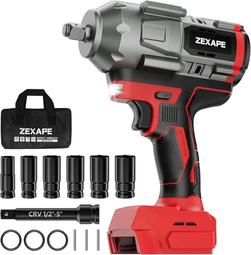 Miniatura 8 de Llave de impacto inalámbrica de 1/2 pulgada para batería Dewalt, llave de impacto de 1360 N.m (950 pies-libras) Pistola de impacto eléctrica sin