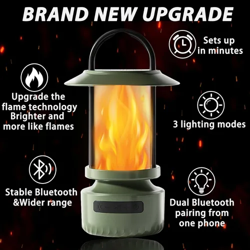 Miniatura 6 de Swingers Altavoces Bluetooth para exteriores con llama parpadeante, luces de altavoz Bluetooth portátiles impermeables, altavoz al aire libre