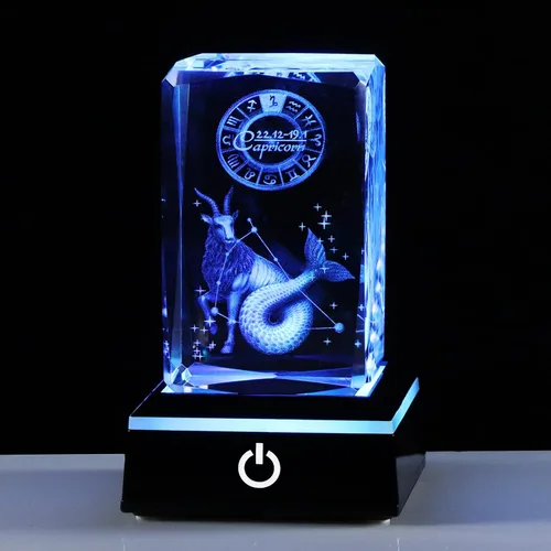 Regalos de astrología del zodiaco Capricornio con cristales 3D para mujeres y hombres, figura de cristal de Capricornio, decoración de constelación,