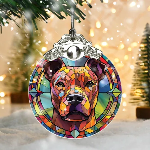 Miniatura 5 de Jocidea Adorno para perro, adorno colgante de American Staffordshire Terrier – vidrio, Navidad, Acción de Gracias, decoraciones de cumpleaños