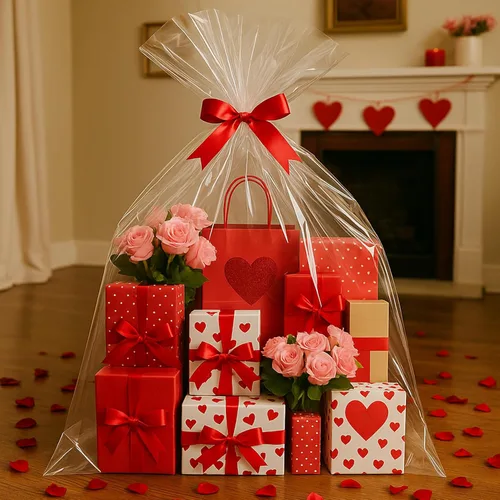 Miniatura 7 de Morepack Bolsas de celofán extra grandes para cestas de regalo de 50 x 60 pulgadas, bolsas de celofán transparente grandes, 10