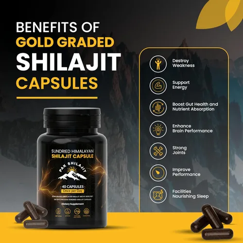Miniatura 3 de Cápsulas Shilajit del Himalaya curadas naturalmente por el sol de 120 días Grado dorado superior a 18,000 pies Orgánico Más de 85 minerales