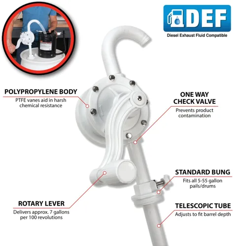 Miniatura 2 de Performance Tool W54285 DEF (líquido de escape diesel) Bomba de barril rotativa para tambores de 55 galones