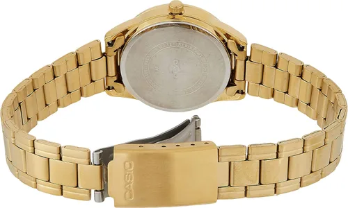Miniatura 2 de Casio LTP-V005G-1B Reloj analógico estándar para mujer tono dorado esfera negra 3 manecillas