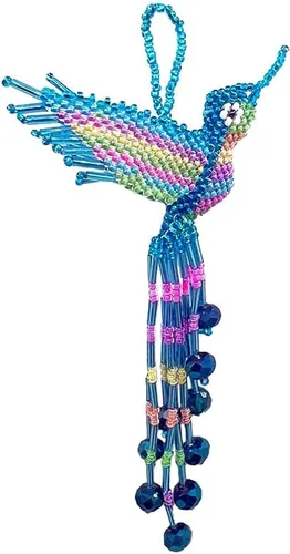 Miniatura 22 de Mia Jewel Shop - Figurina colgante decorativa de colibrí Figuras de pájaros para decoración del hogar Adorno de vidrio checo con cuentas