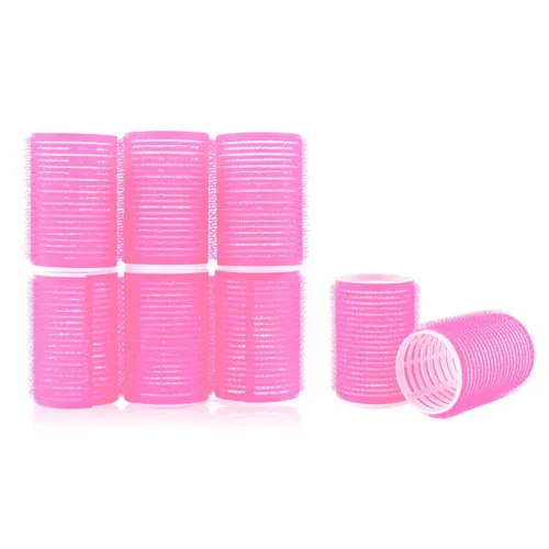 6 rizadores de rodillo para flequillo medio corto, sin calor, crea peinado rizado natural bule (rosa, paquete de 6 unidades)