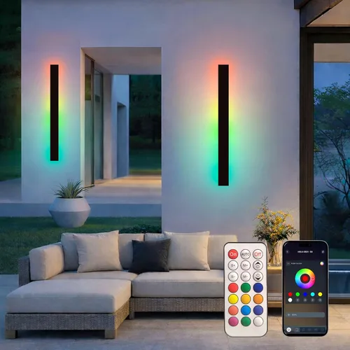 Miniatura 13 de Paquete de 2 luces de pared para exteriores de 39 pulgadas, montaje en pared, aplique moderno para exteriores, iluminación exterior lineal larga LED