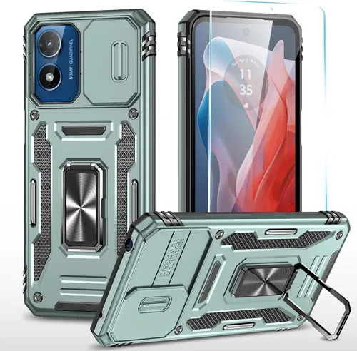 Miniatura 13 de Funda para teléfono SunStory para Motorola Moto G Play 2024 con protector de pantalla HD y cubierta deslizante para la cámara y soporte con patas