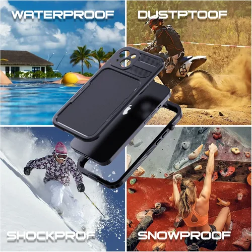 Miniatura 7 de Funda impermeable para iPhone 14 con protector de pantalla integrado, a prueba de polvo, a prueba de golpes, a prueba de caídas, cubierta protectora