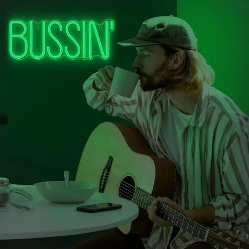 Miniatura 5 de Lumoonosity Letrero de neón Bussin - Luces de neón led de Meme Bussin para jugadores/streamers/influencers – Letras de neón verdes modernas