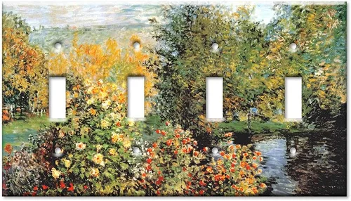Miniatura 12 de Art Plates - Monet: Stiller Winkle - Placa decorativa de pared de metal con palanca de 1 banda - Cubierta de placa de interruptor de luz de una